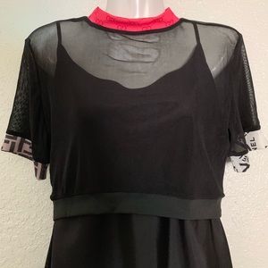 Sheer blouse with different logo